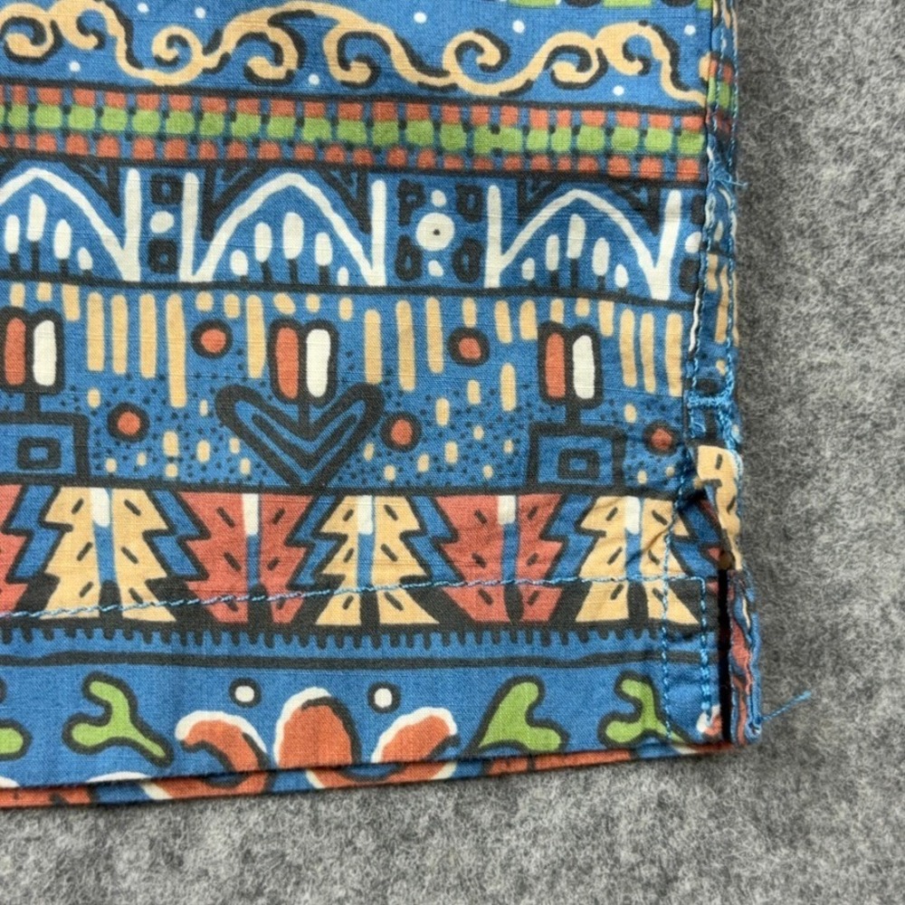 J.Crew Shirt Mens Medium Blue Tribal Geometric Print Cotton Camp Summer Beach - Picture 7 of 13